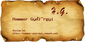 Hammer Györgyi névjegykártya